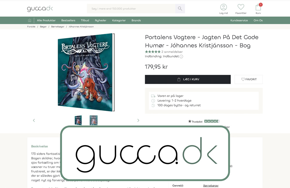Link til Gucca.dk, hvor man ka købe Portalens Vogtere i fysisk kopi
